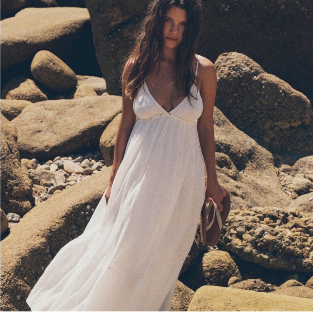 NWT🩵ZARA Topstitch Gauze Maxi Dress | XL